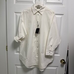 Massimo Dutti Off White Button Down Tunic Shirt NWT